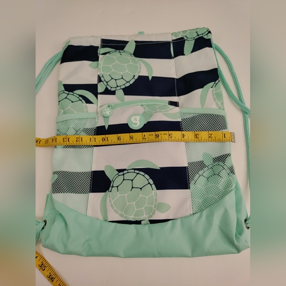 Gecko brands Turtles Drawstring Backpack & wallet Beach Bag Sz 18" x 14" Canvas - Picture 5 of 6
